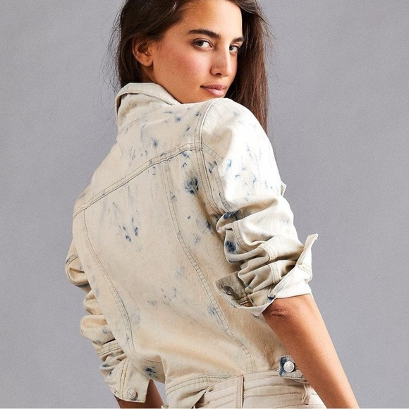 Free People Denim Jean Jacket Jones Tie Dye Bleached Western Size Small NWT NEW - Picture 6 of 16